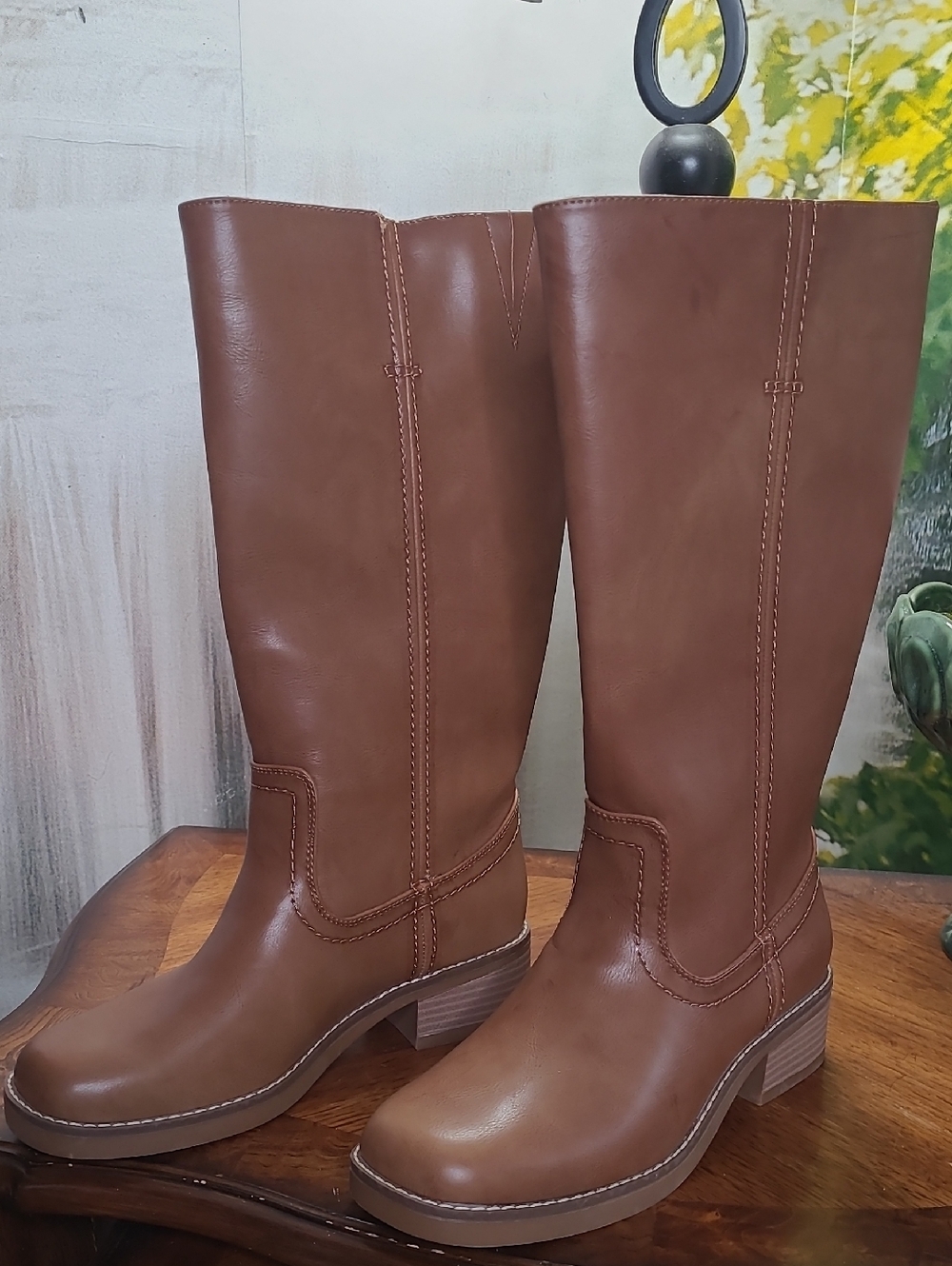 New! Sonoma Joessy Womens 6 brown midi square toe chic festival western boots